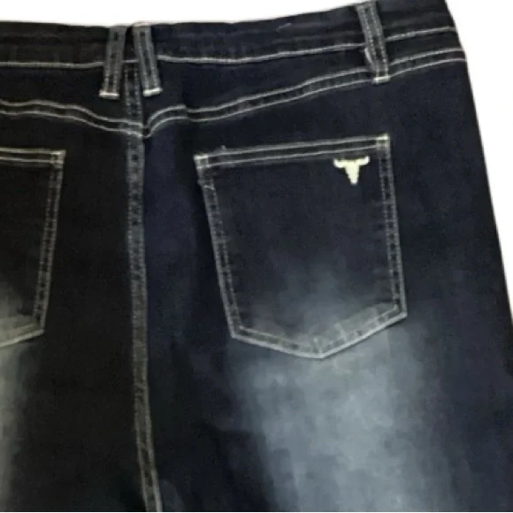 Lucky & Blessed Western Chic Embroidered Tea Stain Jeans size 18 Boho Western - Picture 14 of 16